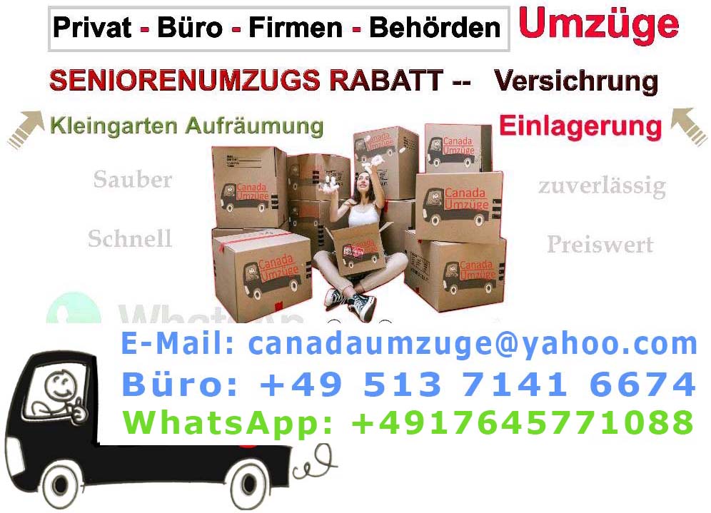 Tel. +49 513 7141 6674, Ihr Umzug, Entrümpelung und Gartenarbeiten sind bei uns in besten Händen - Umzugsunternehmen vergleichen und sparen mit 20% Rabatt